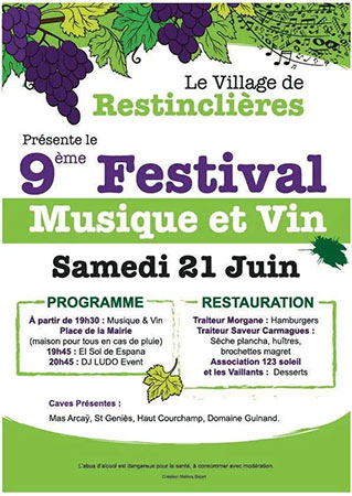Festival Musique et Vin Restinclières  Hérault