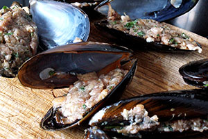 Moules farcies à la Sétoise - Garnir